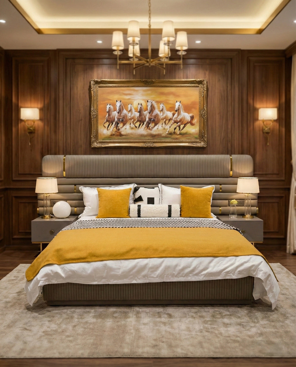 Beautiful premium modern upholstered king bed crafted by Arris Concepts Luxury Pvt. Ltd.