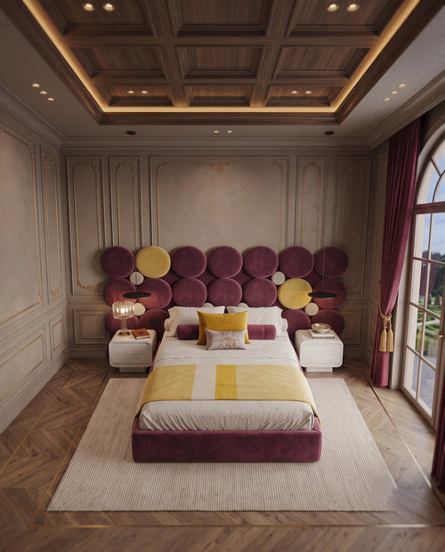 ACL Post-Modern Circular Velvet Panel Platform Bed Arris Concepts