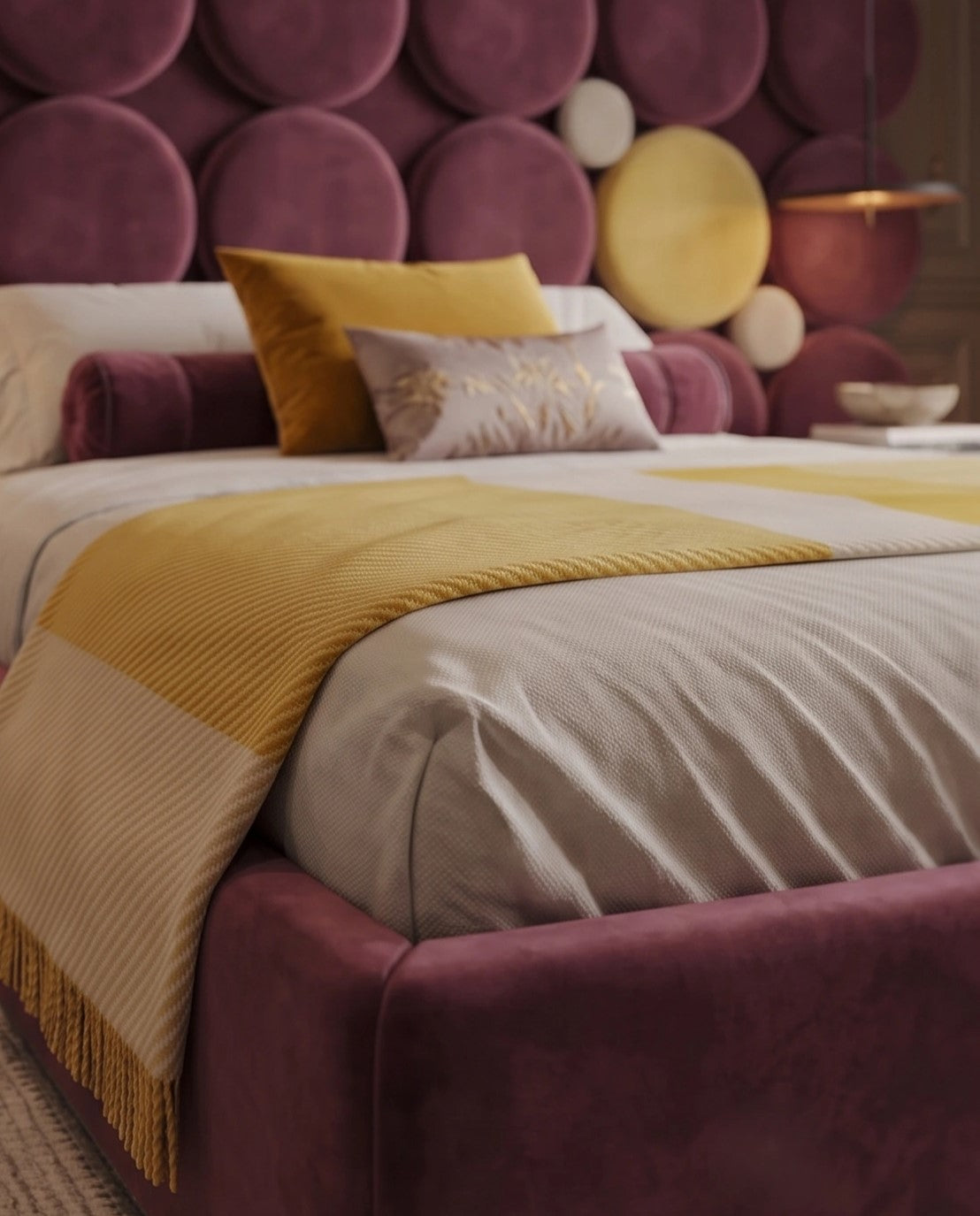ACL Post-Modern Circular Velvet Panel Platform Bed Arris Concepts