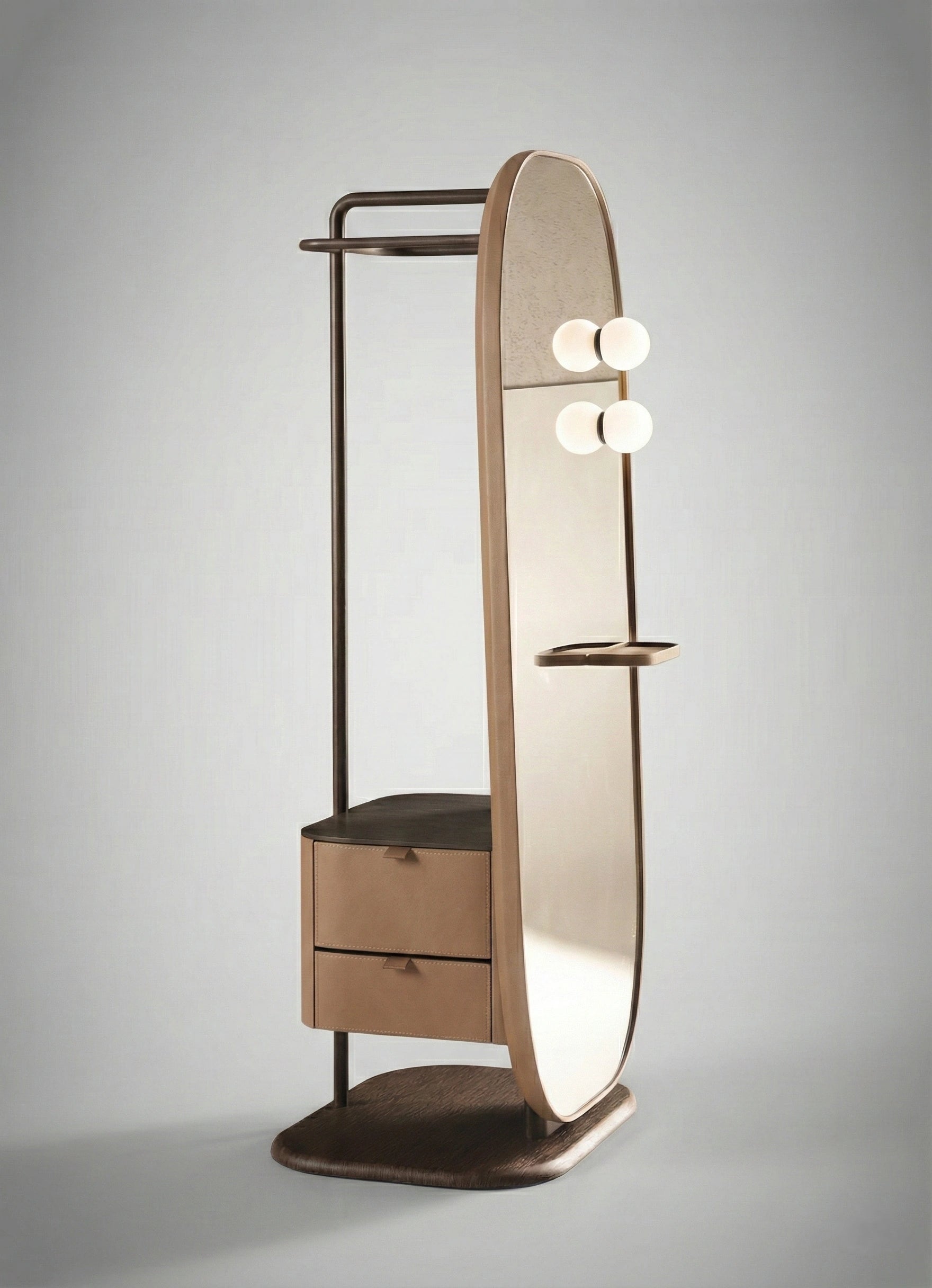 Beautiful premium dressing mirror with valet stand crafted by Arris Concepts Luxury