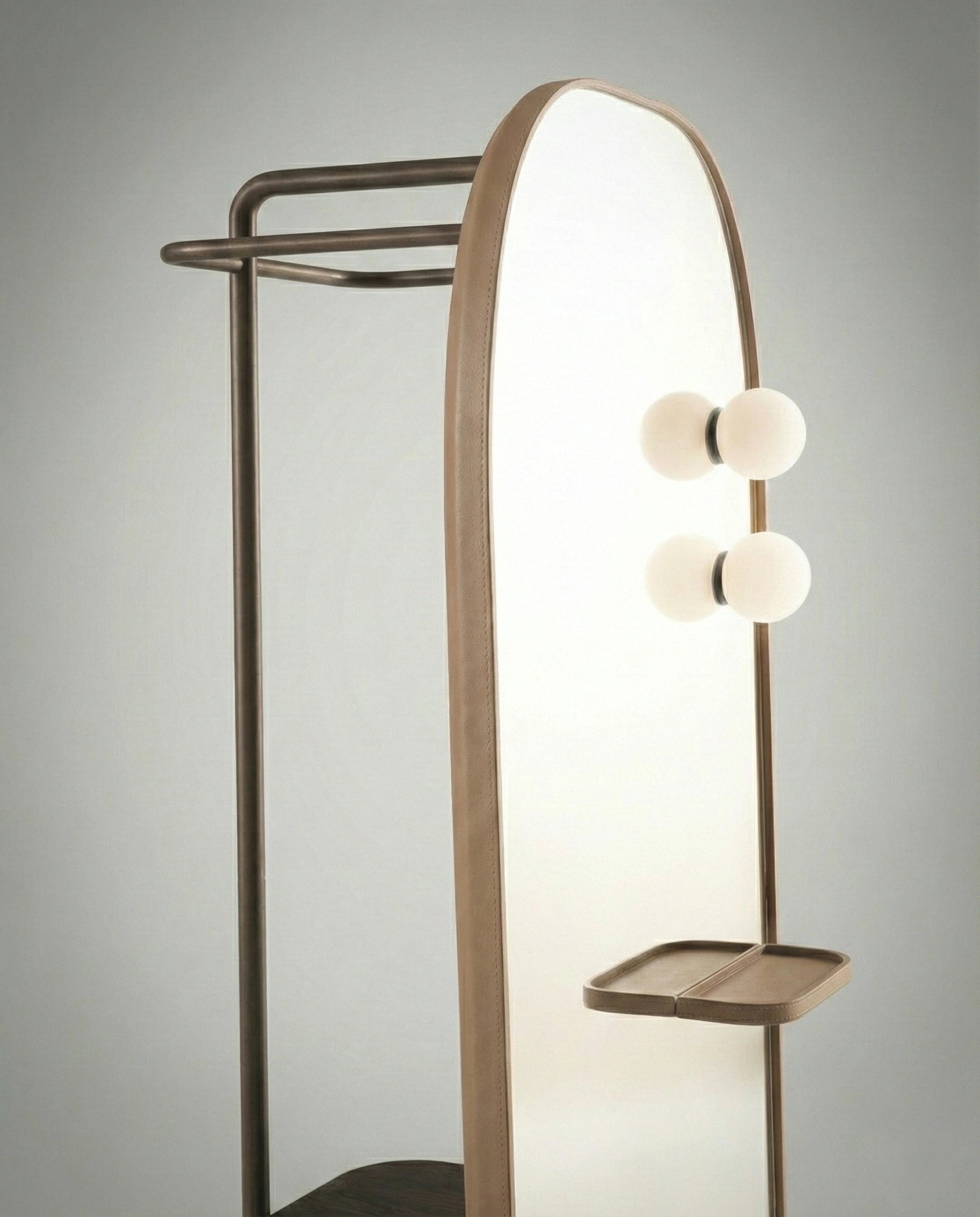 Beautiful premium dressing mirror with valet stand crafted by Arris Concepts Luxury