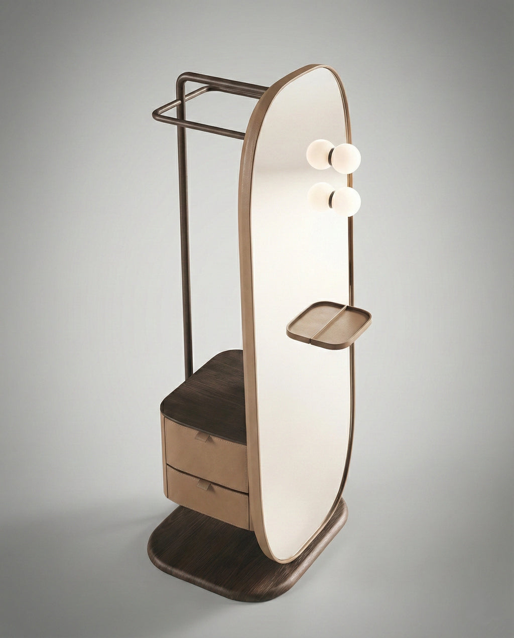 Beautiful premium dressing mirror with valet stand crafted by Arris Concepts Luxury