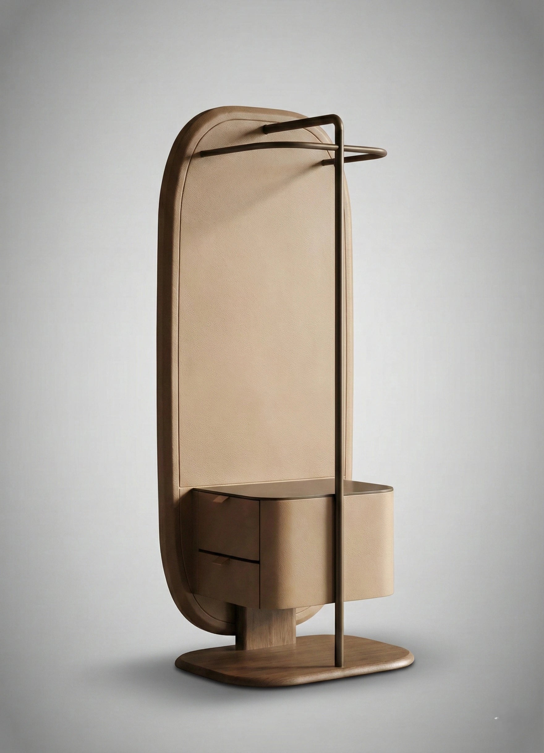 Beautiful premium dressing mirror with valet stand crafted by Arris Concepts Luxury