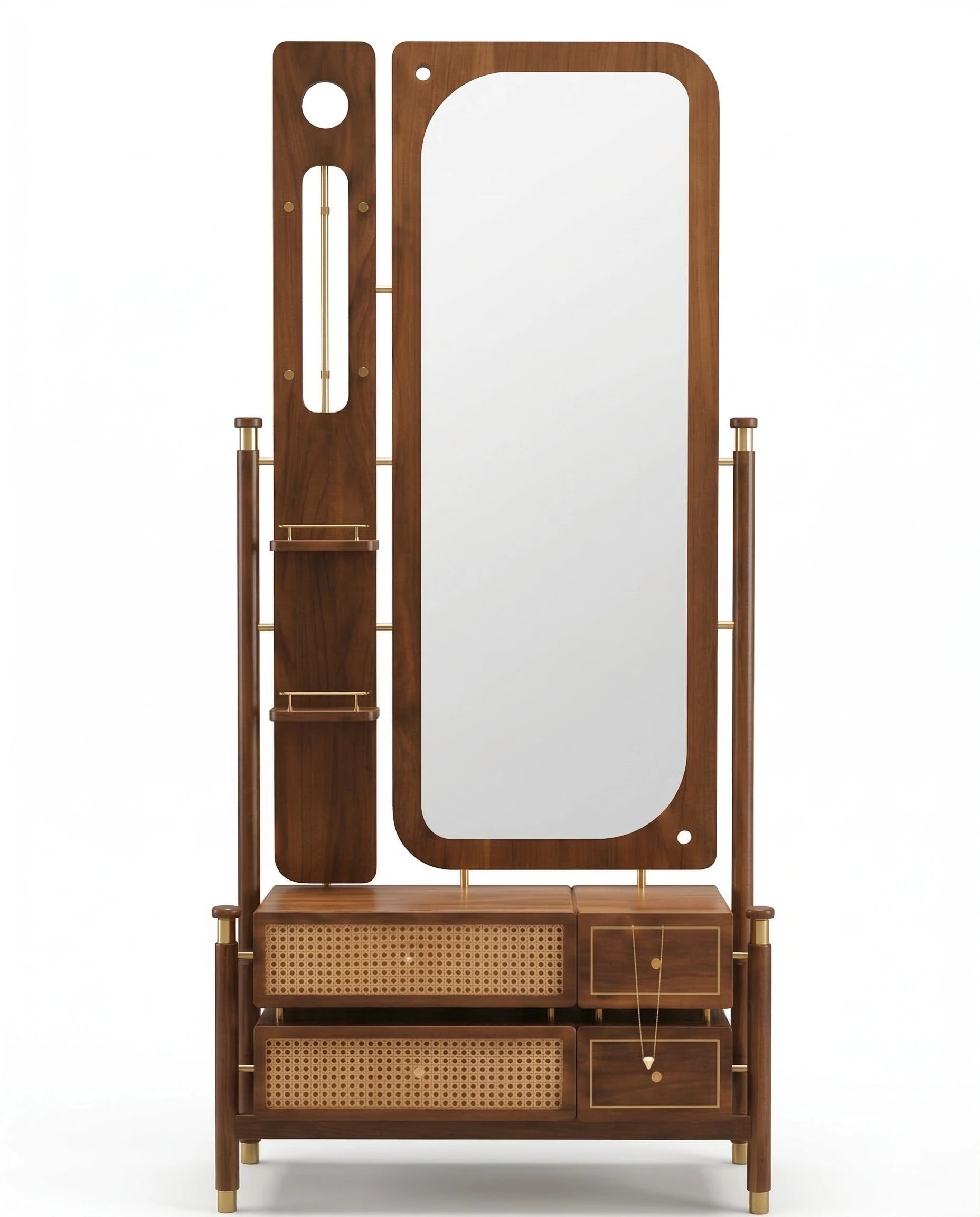 Masterfully crafted premium walnut dressing table with mirror for a modern bedroom by Arris Concepts