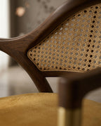 Mid-Century Cane & Velvet Accent Chair Arris Concepts