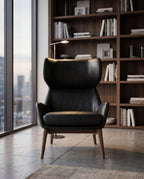 ACL Modern Black Leather Wingback Lounge Chair Arris Concepts