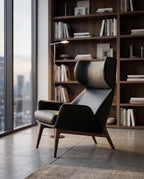 ACL Modern Black Leather Wingback Lounge Chair Arris Concepts