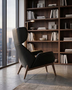 ACL Modern Black Leather Wingback Lounge Chair Arris Concepts