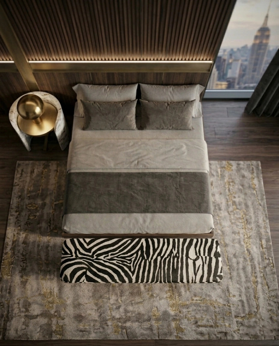 Modern Zebra Print Architectural Bed End Bench Arris Concepts
