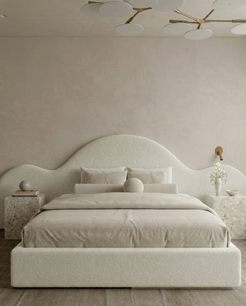 Luxury Cream Bouclé Cloud Platform Bed