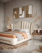 Ivory Fluted Wingback Bed with Brass Inlay Arris Concepts
