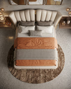 Ivory Fluted Wingback Bed with Brass Inlay Arris Concepts
