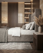 Classic Grey Velvet Diamond Tufted Wingback Bed Arris Concepts