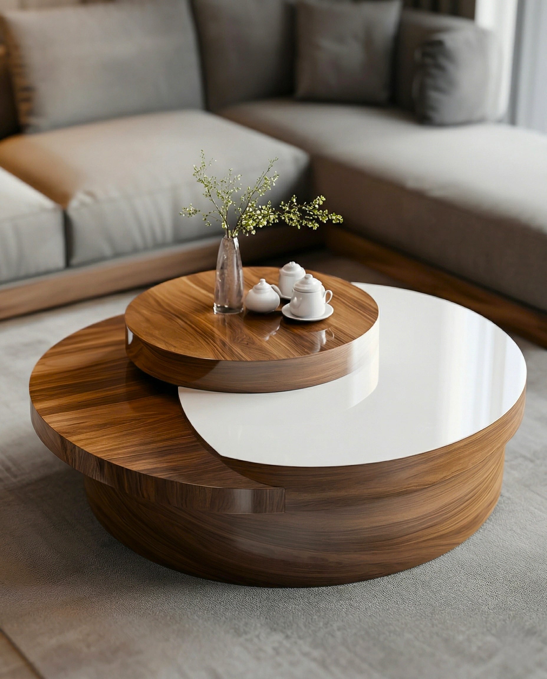 Beautiful premium high gloss two tier center table crafted by Arris Concepts Luxury Pvt. Ltd.