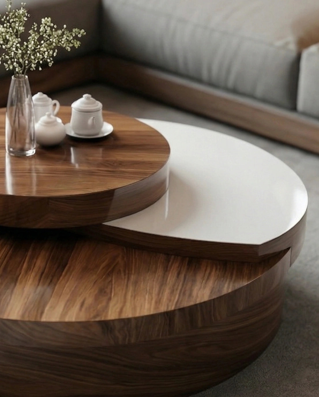 Beautiful premium high gloss two tier center table crafted by Arris Concepts Luxury Pvt. Ltd.