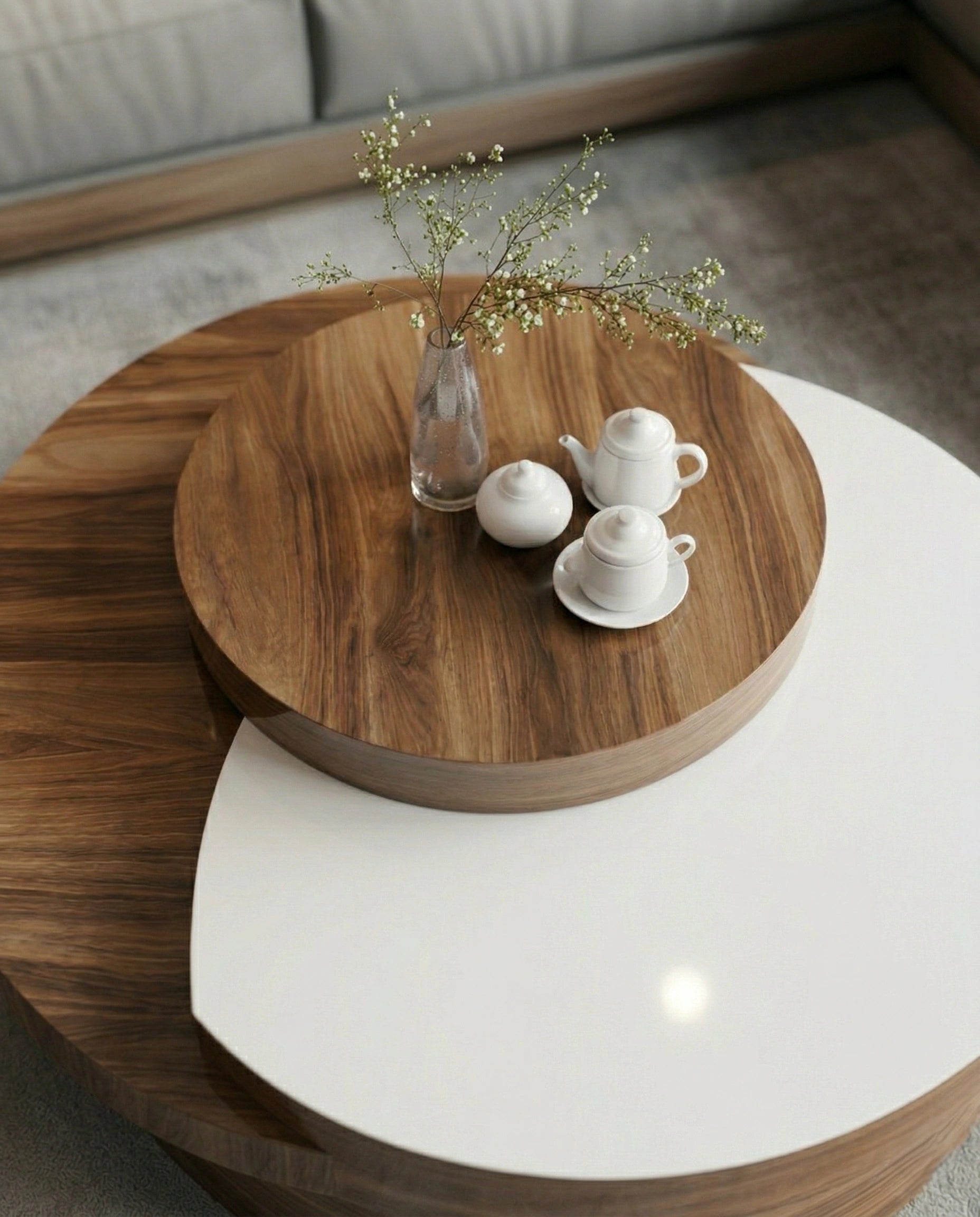 Beautiful premium high gloss two tier center table crafted by Arris Concepts Luxury Pvt. Ltd.