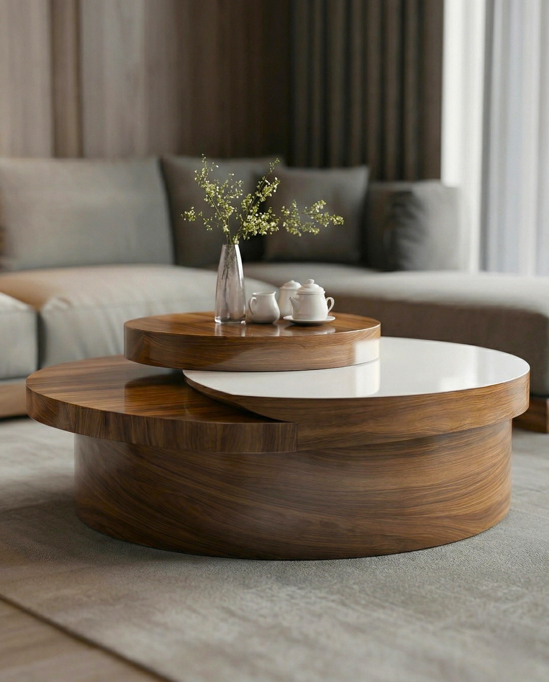 Beautiful premium high gloss two tier center table crafted by Arris Concepts Luxury Pvt. Ltd.