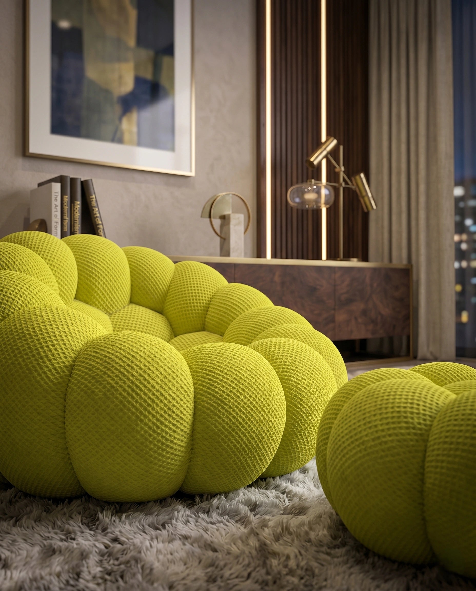 Postmodern Chartreuse Bubble Lounge Chair & Ottoman Arris Concepts