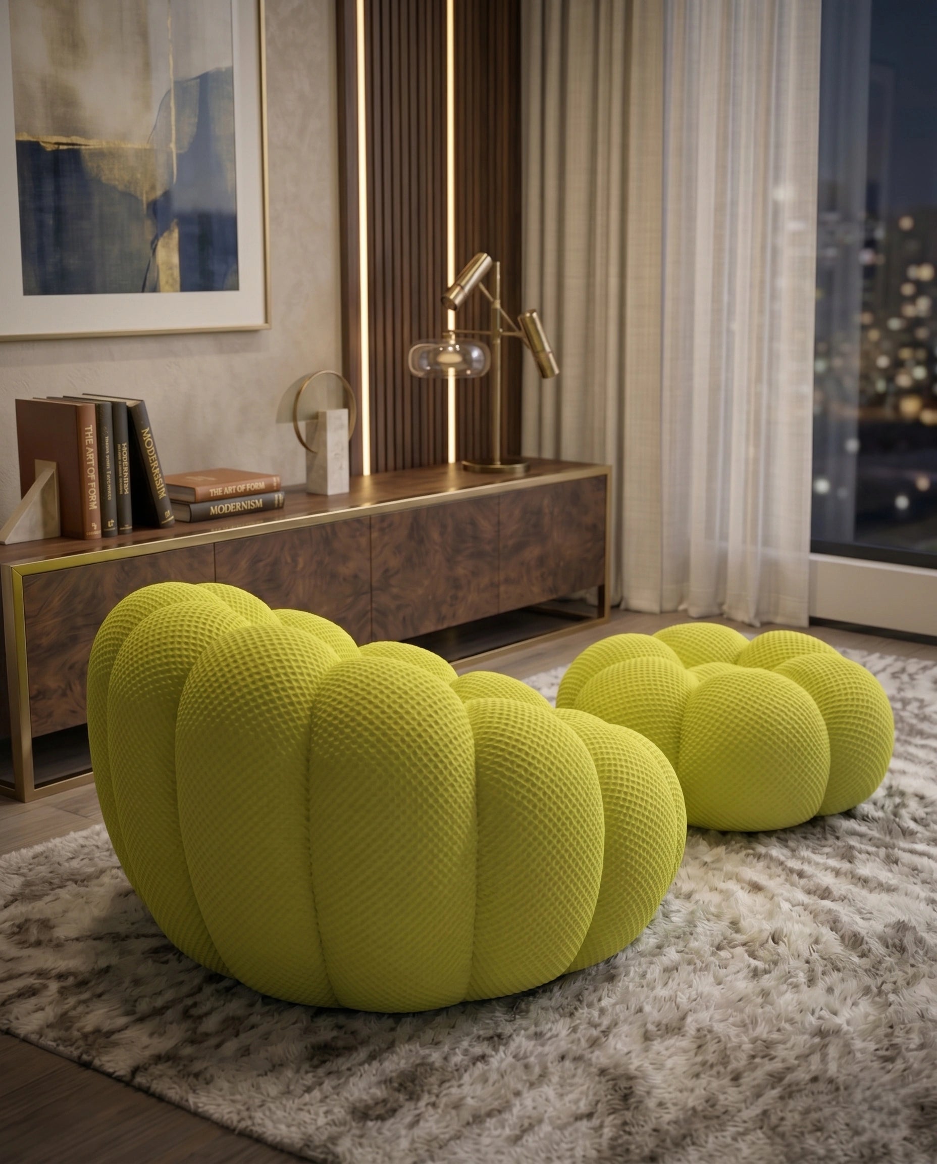 Postmodern Chartreuse Bubble Lounge Chair & Ottoman Arris Concepts
