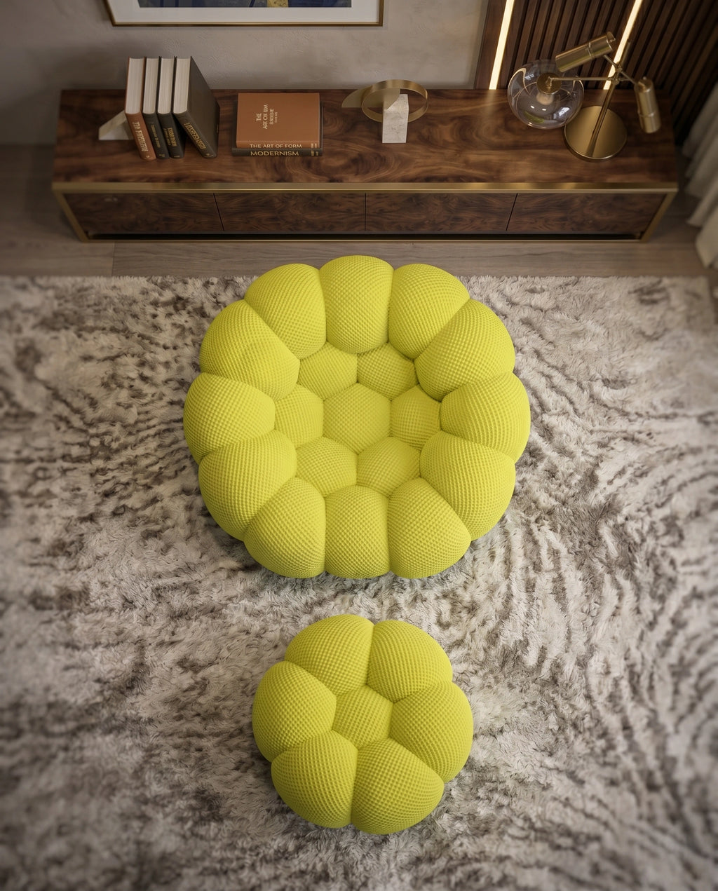 Postmodern Chartreuse Bubble Lounge Chair & Ottoman Arris Concepts
