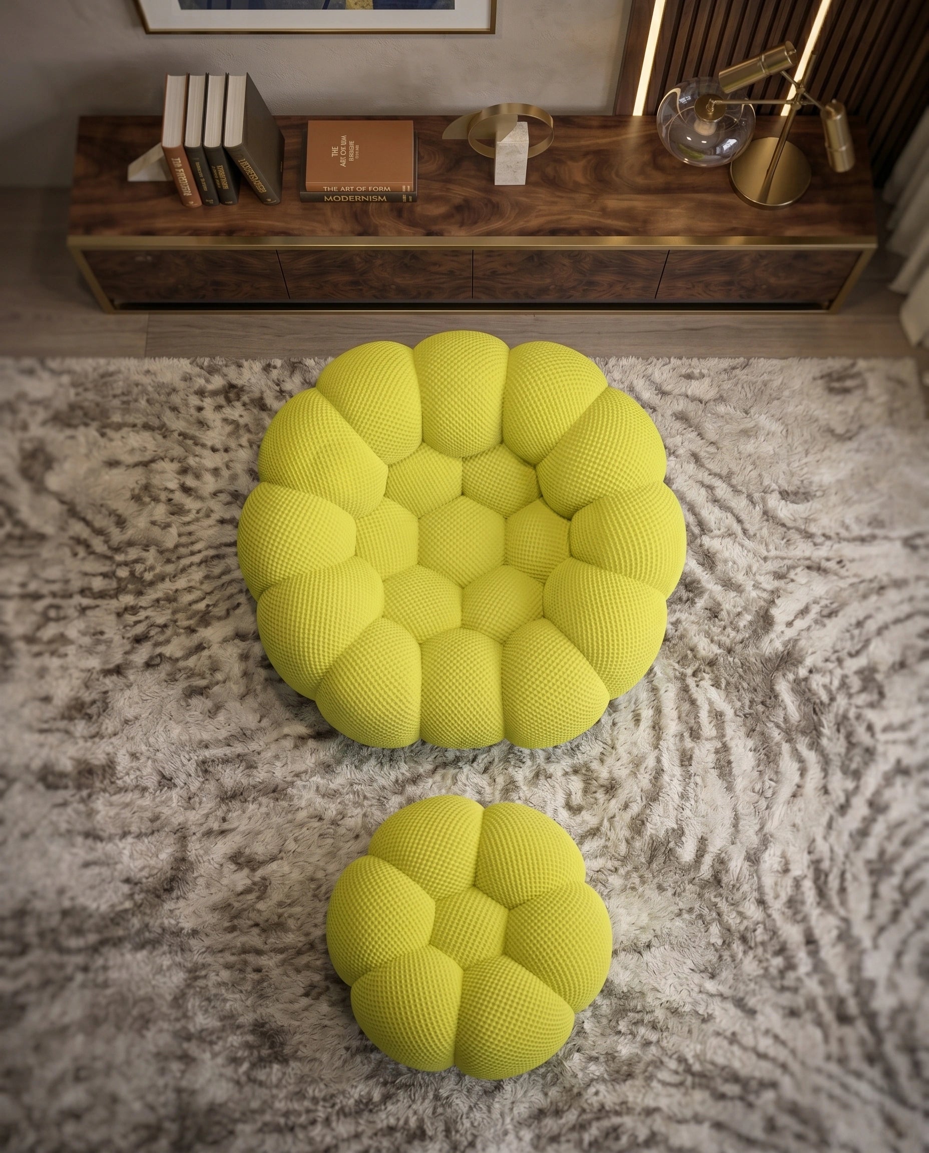 Postmodern Chartreuse Bubble Lounge Chair & Ottoman Arris Concepts