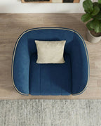 Beautiful premium blue velvet quilted armchair crafted by Arris Concepts Luxury Pvt. Ltd.