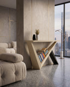Architectural Geometric Light Wood Console Table Arris Concepts