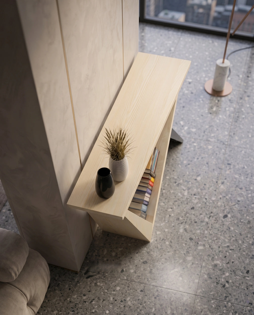 Architectural Geometric Light Wood Console Table Arris Concepts