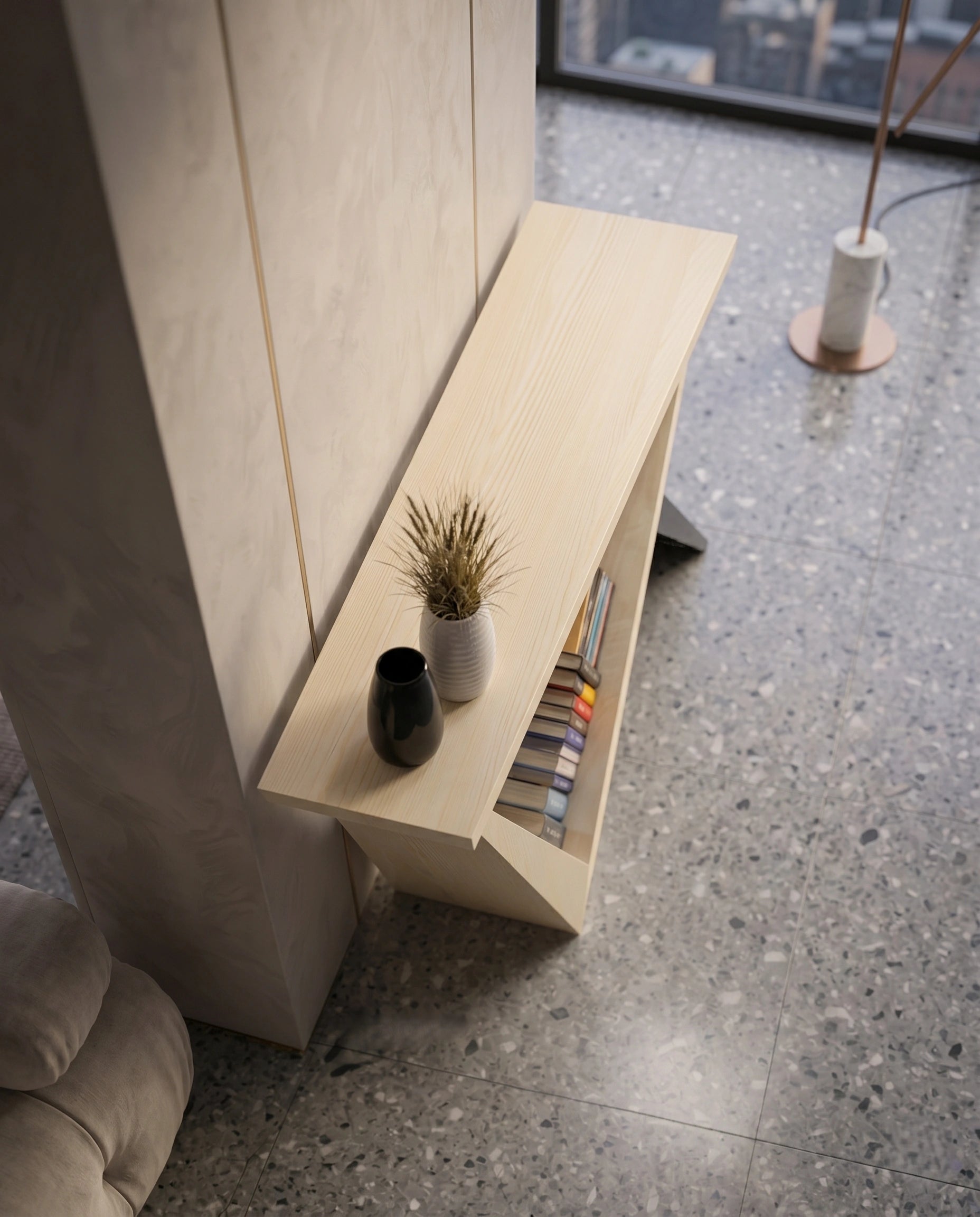 Architectural Geometric Light Wood Console Table Arris Concepts