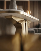 Sculptural Geometric Gold & Marble Console Table Arris Concepts
