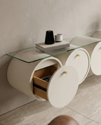 Orbit Floating TV Console with Cylindrical Storage & Glass Top Arris Concepts