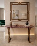 Architectural Rosso Marble & Brass Console Table Arris Concepts