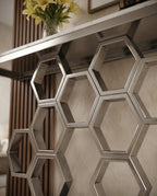 Geometric Honeycomb Silver & White Marble Console Table Arris Concepts