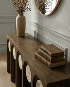 Masterfully crafted luxury marble inlay console table by Arris Concepts