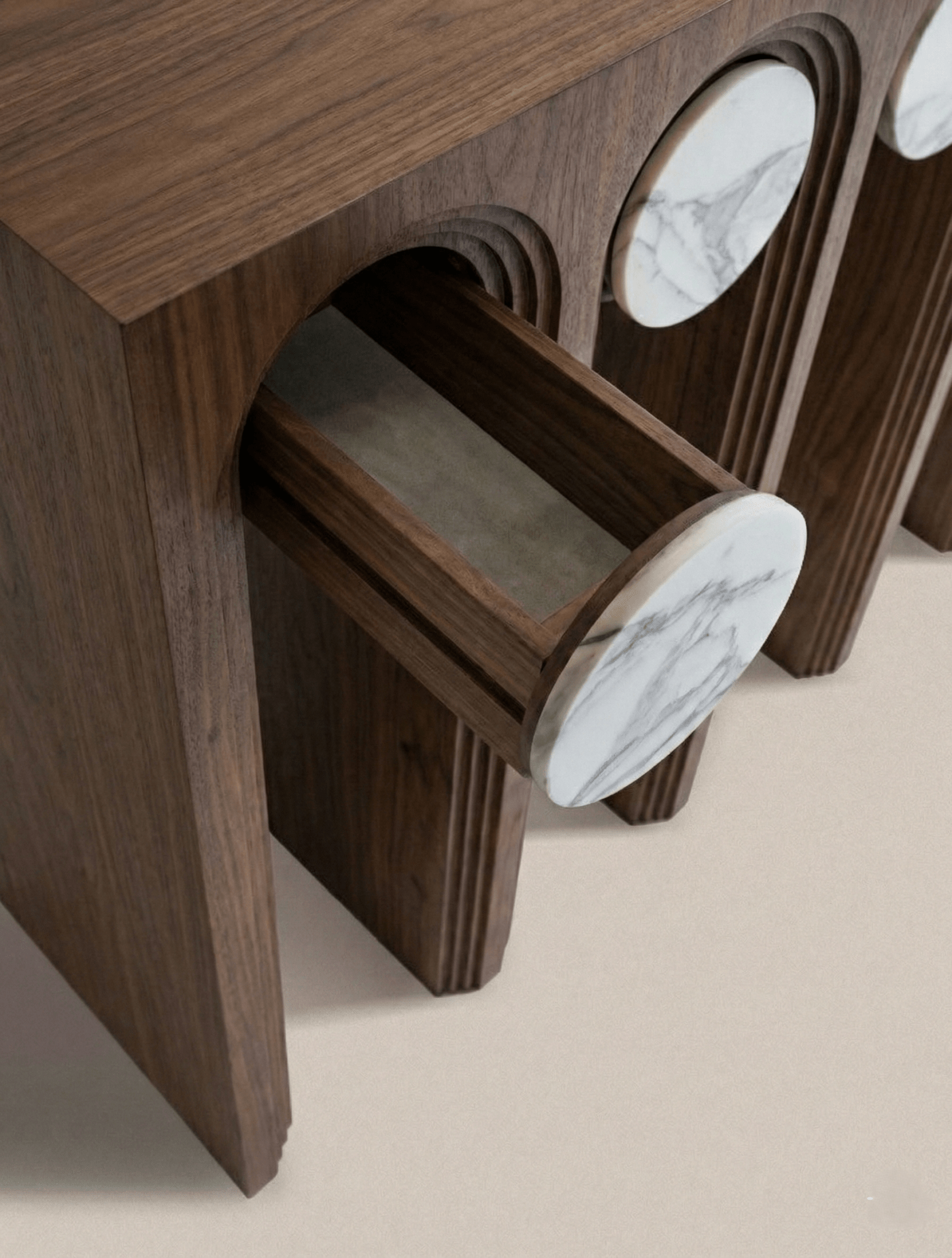 Masterfully crafted luxury marble inlay console table by Arris Concepts