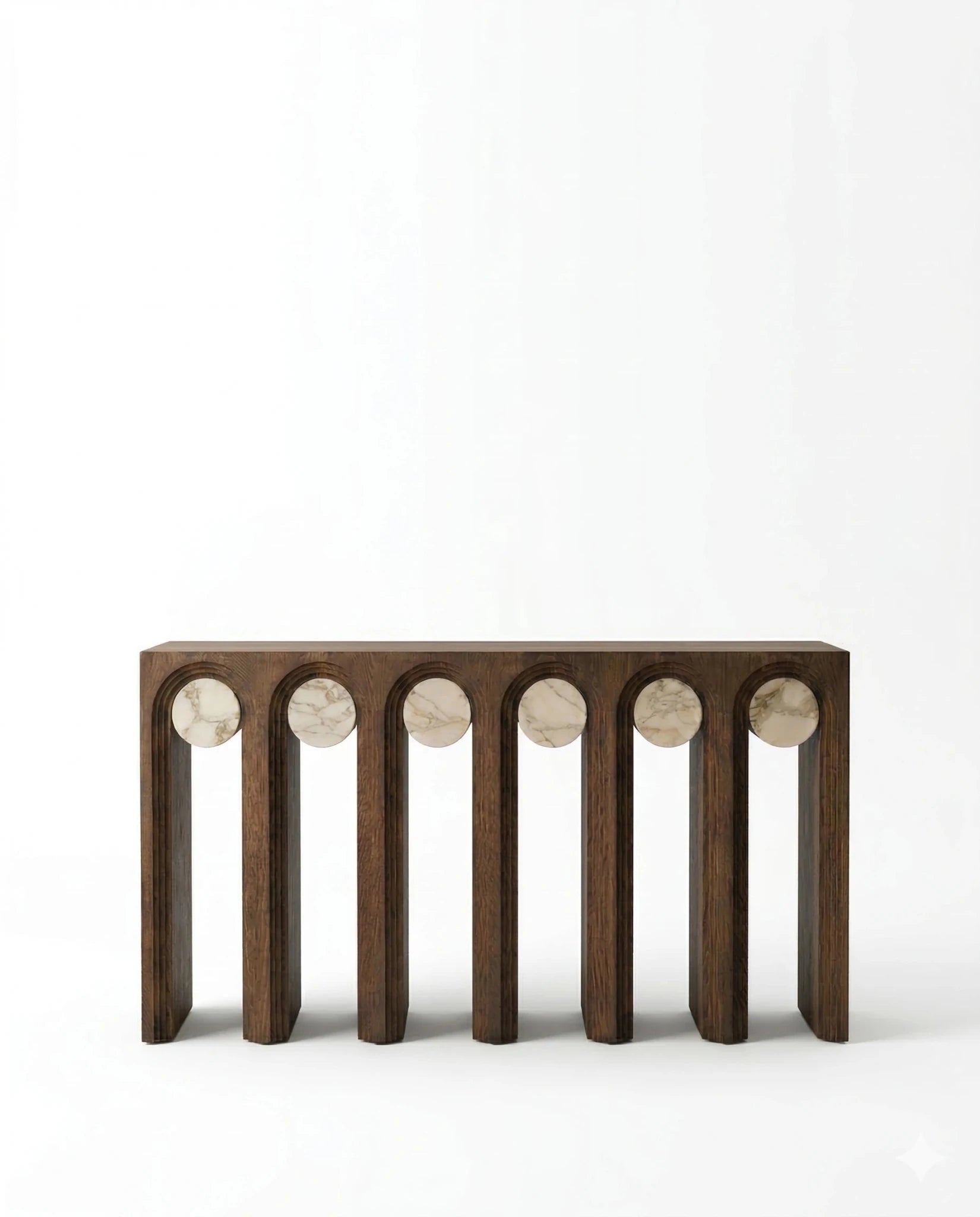 Masterfully crafted luxury marble inlay console table by Arris Concepts