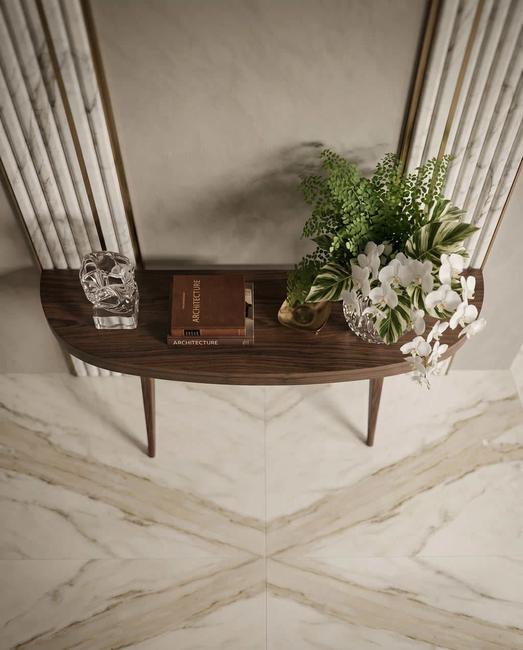 Organic Walnut Minimalist Pill-Shaped Console Table Arris Concepts