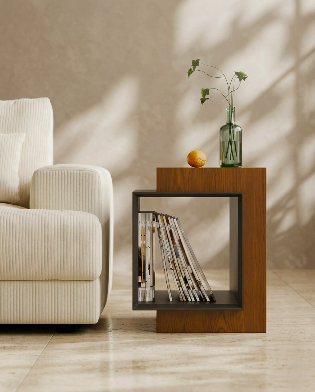 Beautiful premium geometric wood corner table crafted by Arris Concepts Luxury Pvt. Ltd.