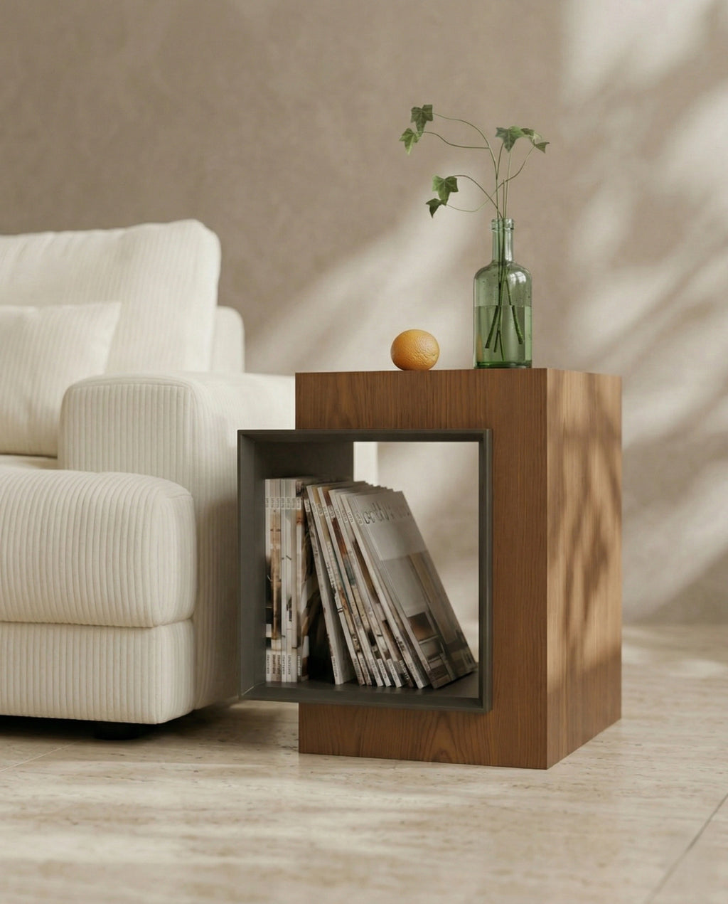 Beautiful premium geometric wood corner table crafted by Arris Concepts Luxury Pvt. Ltd.