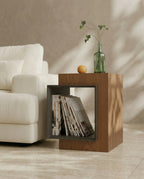 Beautiful premium geometric wood corner table crafted by Arris Concepts Luxury Pvt. Ltd.