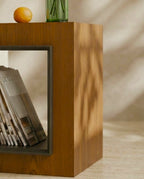 Beautiful premium geometric wood corner table crafted by Arris Concepts Luxury Pvt. Ltd.