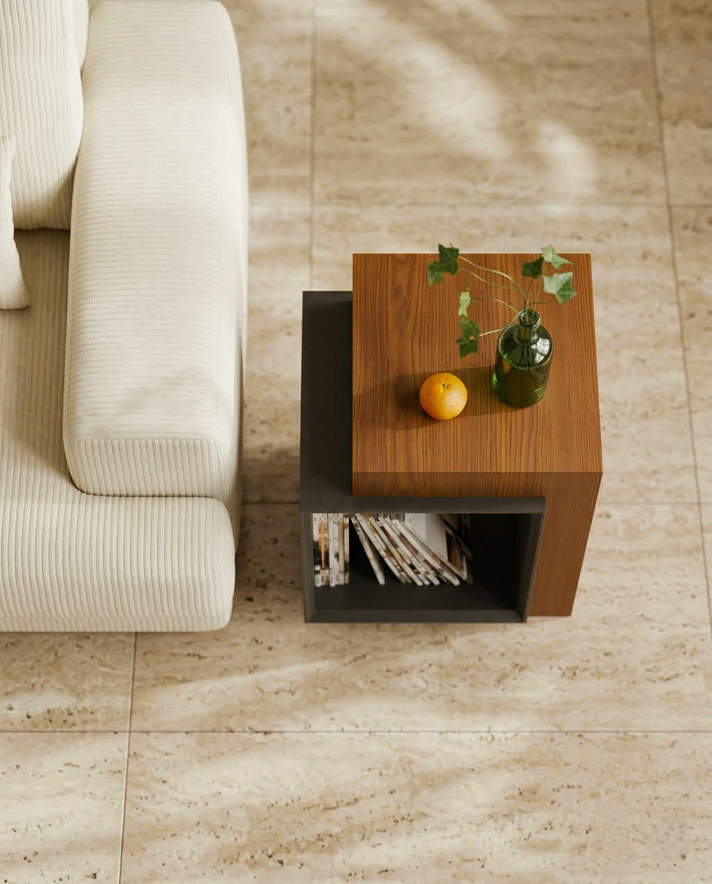 Beautiful premium geometric wood corner table crafted by Arris Concepts Luxury Pvt. Ltd.