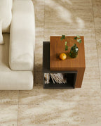 Beautiful premium geometric wood corner table crafted by Arris Concepts Luxury Pvt. Ltd.