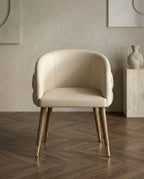 Architectural Fluted Cream Leather Dining Chair Arris Concepts
