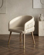 Architectural Fluted Cream Leather Dining Chair Arris Concepts
