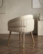 Architectural Fluted Cream Leather Dining Chair Arris Concepts