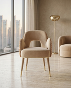 Architectural Cutout Beige Velvet Dining Chair Arris Concepts