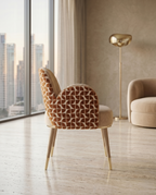 Architectural Cutout Beige Velvet Dining Chair Arris Concepts