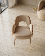 Architectural Cutout Beige Velvet Dining Chair Arris Concepts