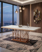 Geometric Rose Gold & Marble 8-Seater Dining Table Arris Concepts